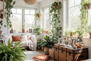 Arquitetura Afetiva: Como o Design Promove Bem-Estar e Saúde Mental Ambiente interno de uma casa com arquitetura afetiva, destacando elementos que promovem bem-estar e conforto emocional. Foto criada com IA