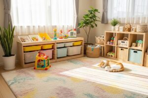 Decorar casa com crianças e pets: guia completo para um lar seguro e lindo Como decorar seu lar com segurança para crianças e pets. Imagem criada por IA