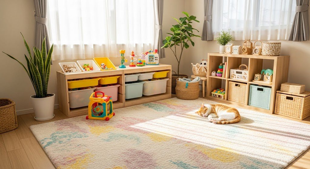 Decorar casa com crianças e pets: guia completo para um lar seguro e lindo Como decorar seu lar com segurança para crianças e pets. Imagem criada por IA