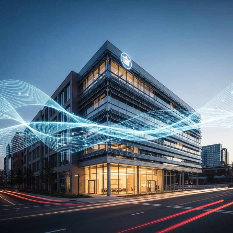 Como edifícios inteligentes geram economia e conforto Edifício inteligente com integração tecnológica, simbolizando economia e conforto para os ocupantes. Foto gerada por IA